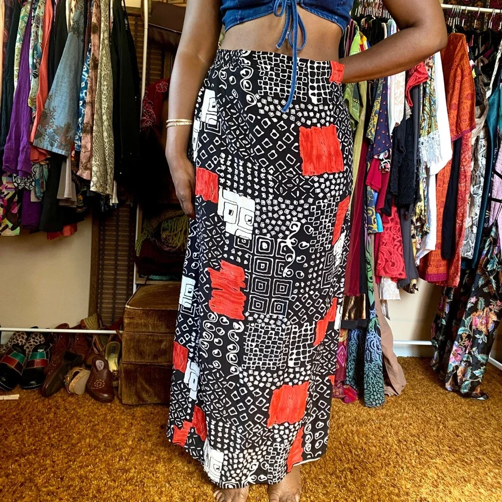 Boho Maxi Skirt 16 L XL 90s Long Modest Boho Chic